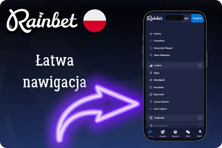 Nawigacja w kasynie Rainbet